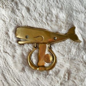 Vintage Brass Whale Door Knocker, never been used has original tag from Maui
